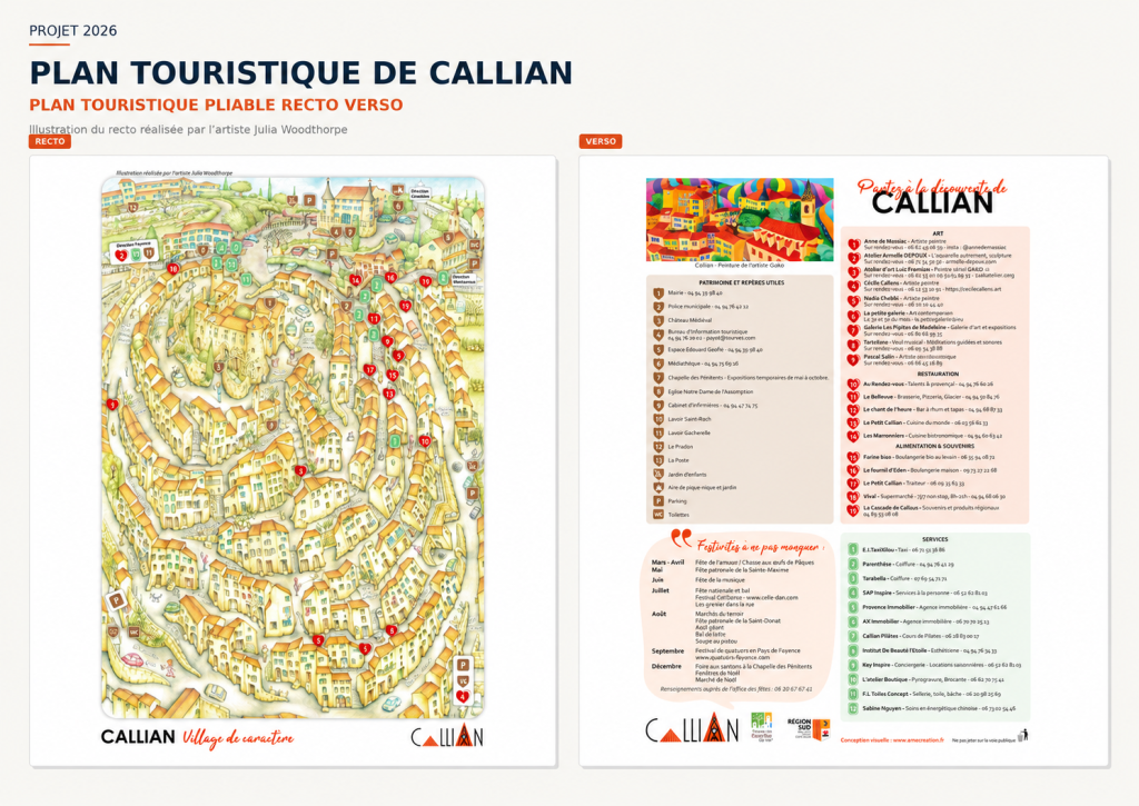 Moodboard de l'affiche touristique de la commune de Callian