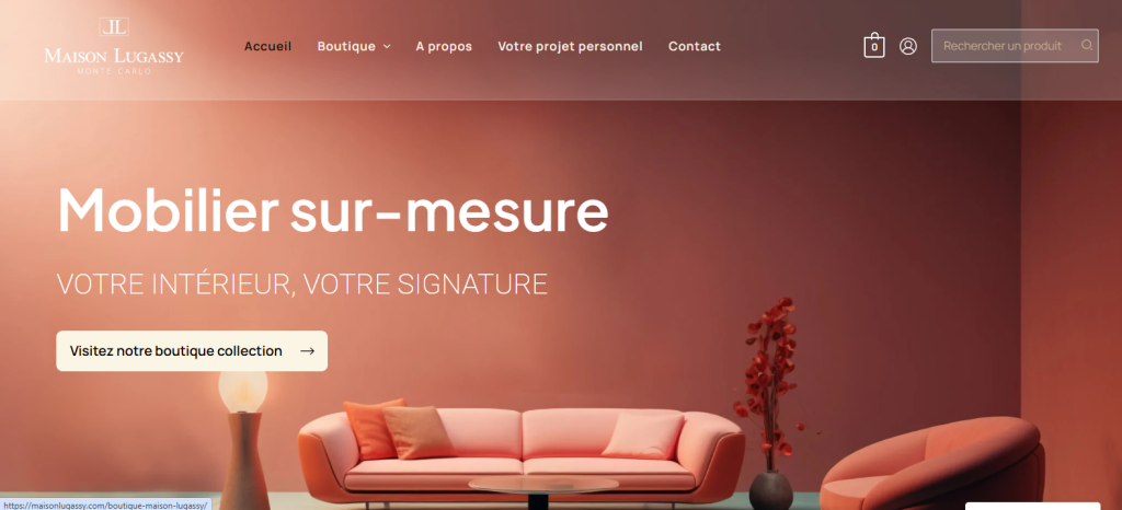 Page d'accueil d'une création de site pour la Maison Lugassy
